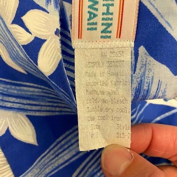 Malihini Hawaii Dress Blue White Floral Medium - Picture 7 of 8